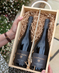 English wine gift set. 2 bottles of still Englsih wine from Kent. Simspons Roman Road Chardonnay, Simspons Rabbit hole Pinot Noir. English Pinot Noir.
